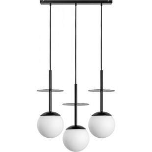 Lampa wisząca 3 szklane kule na listwie Plaat A 130cm biały / czarny Ummo