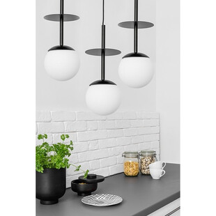 Lampa wisząca 3 szklane kule na listwie Plaat A 130cm biały / czarny Ummo