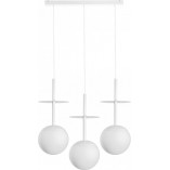 Lampa wisząca 3 szklane kule na listwie Plaat A 130cm biała Ummo