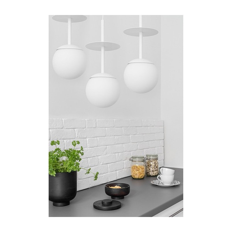 Lampa wisząca 3 szklane kule na listwie Plaat A 130cm biała Ummo