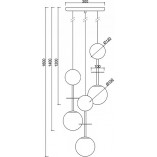 Lampa wisząca szklane kule z drewnem Oio III biały / czarny / złoty Ummo