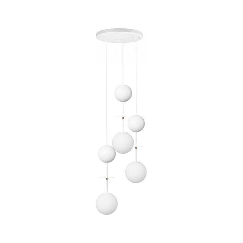 Lampa wisząca Oio III - szkło, drewno, biało-złota | Ummo