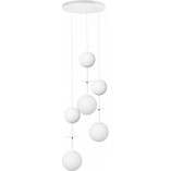 Lampa wisząca Oio III - szkło, drewno, biało-złota | Ummo