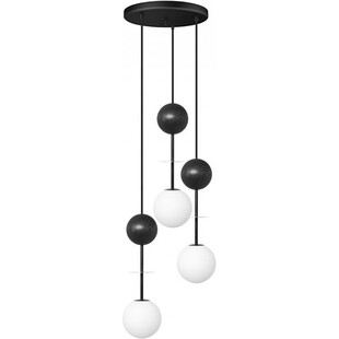 Lampa wisząca szklane kule z drewnem Oio III biały / czarny Ummo