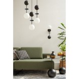 Lampa wisząca szklane kule z drewnem Oio III biały / czarny Ummo