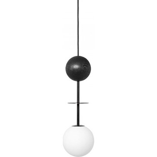 Lampa wisząca szklana kula z drewnem Oio 15cm biały / czarny Ummo