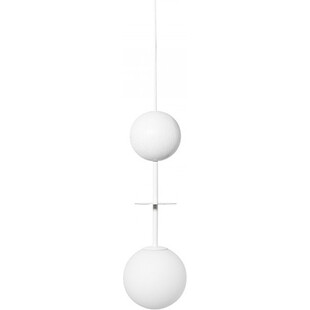 Lampa wisząca szklana kula z drewnem Oio 15cm biała Ummo