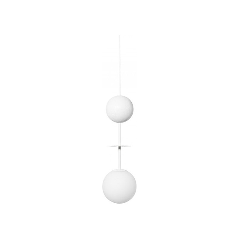 Lampa wisząca szklana kula z drewnem Oio 15cm biała Ummo