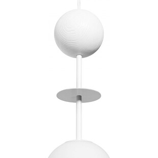 Lampa wisząca szklana kula z drewnem Oio 15cm biała Ummo