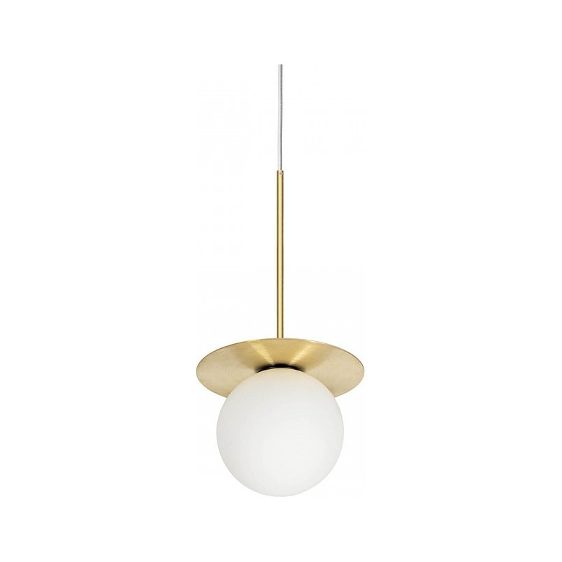 Lampa wisząca szklana kula Borra 20cm biało-mosiężna Ummo