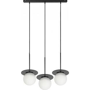 Lampa 3 wiszące szklane kule na listwie Borra biało-czarna Ummo