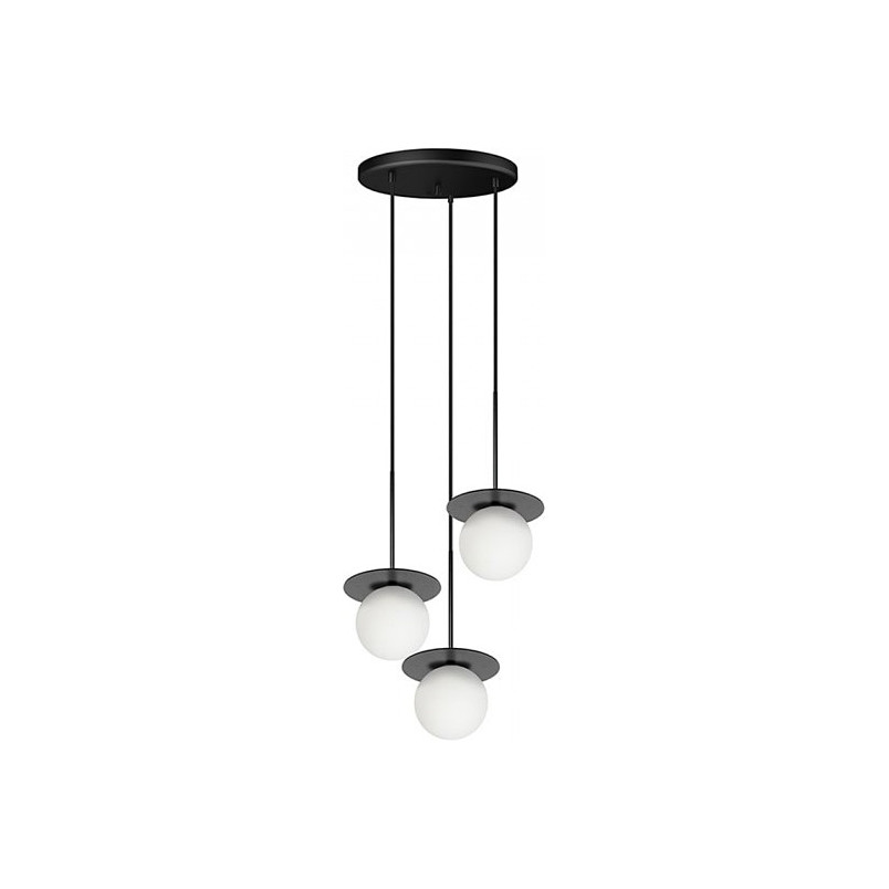 Lampa Wisząca Borra | 3 Szklane Kule | Biało-Czarna | Ummo