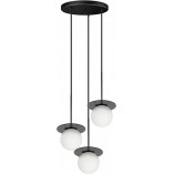 Lampa Wisząca Borra | 3 Szklane Kule | Biało-Czarna | Ummo