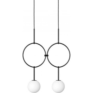 Lampa wisząca 2 szklane kule designerskie Isuulla 60cm biało-czarna Ummo