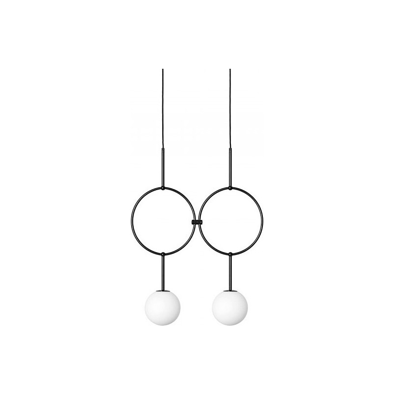 Lampa wisząca 2 szklane kule designerskie Isuulla 60cm biało-czarna Ummo