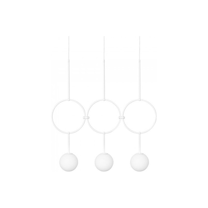Lampa wisząca 3 szklane kule designerskie Isuulla 90cm biała Ummo