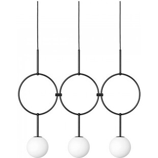 Lampa wisząca 3 szklane kule designerskie Isuulla 90cm biało-czarna Ummo