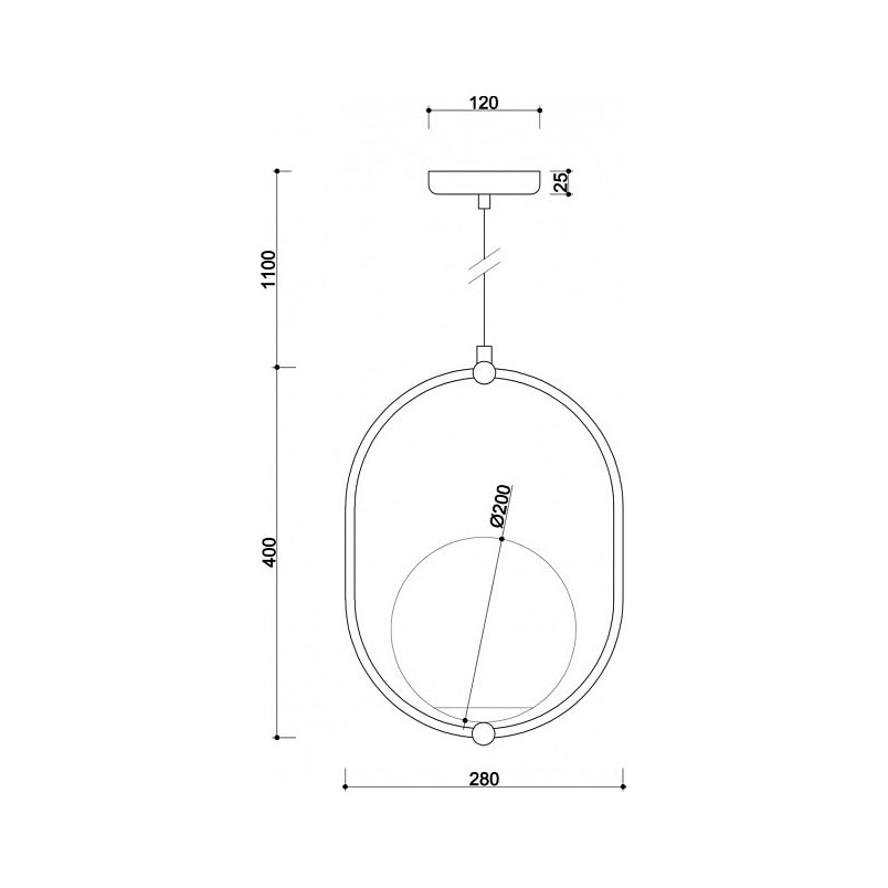 Lampa wisząca szklane kule Koban B 20cm biało-czarna Ummo