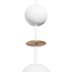 Lampa wisząca szklana kula z drewnem Oio 15cm biały / mosiądz Ummo