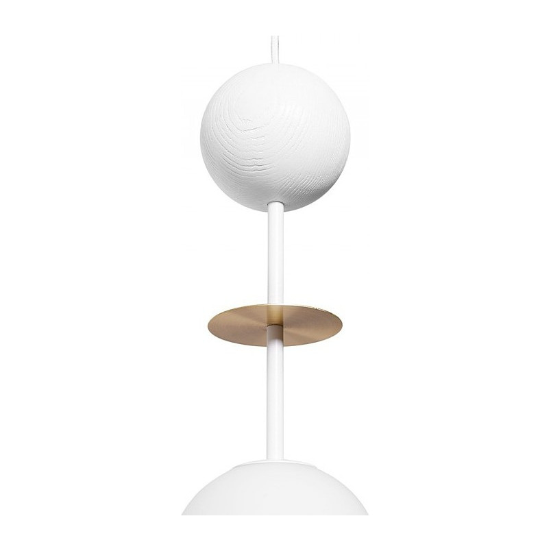 Lampa wisząca szklana kula Oio | Biały/Mosiądz | Ummo