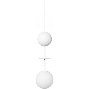 Lampa wisząca szklana kula z drewnem Oio 15cm biały / mosiądz Ummo