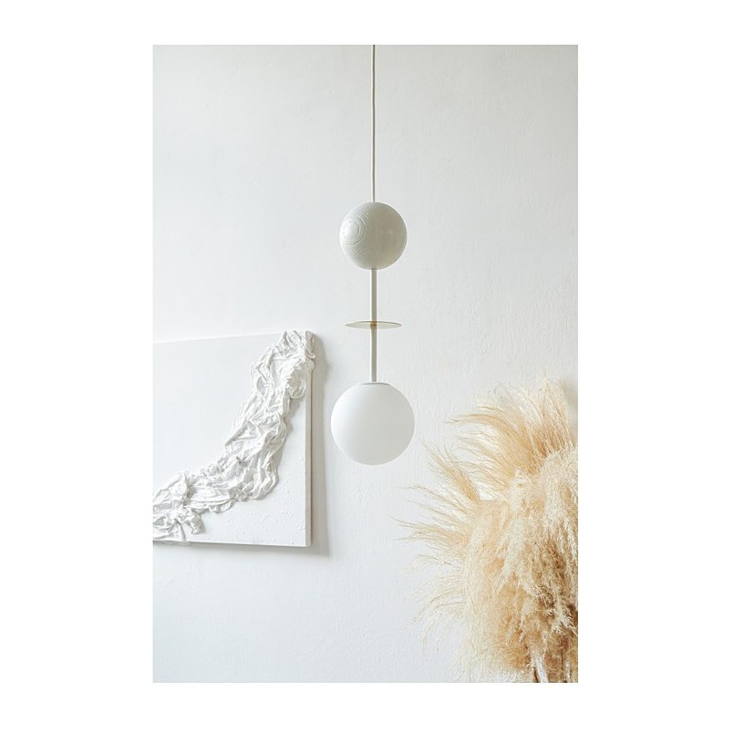 Lampa wisząca szklana kula Oio | Biały/Mosiądz | Ummo