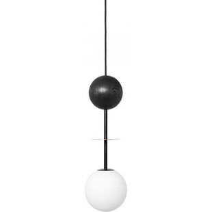 Lampa wisząca szklana kula z drewnem Oio 15cm biały / czarny / złoty Ummo