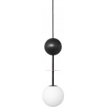Lampa wisząca szklana kula z drewnem Oio 15cm biały / czarny / złoty Ummo