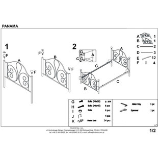 Łóżko metalowe 90x200 Halmar Panama - Białe, do sypialni