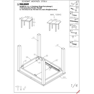 Stół rozkładany kwadratowy Tiago 90x90 dąb craft - Halmar