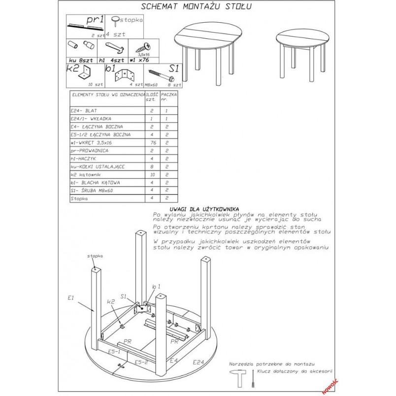 Stół okrągły rozkładany Ringo 102cm dąb craft Halmar