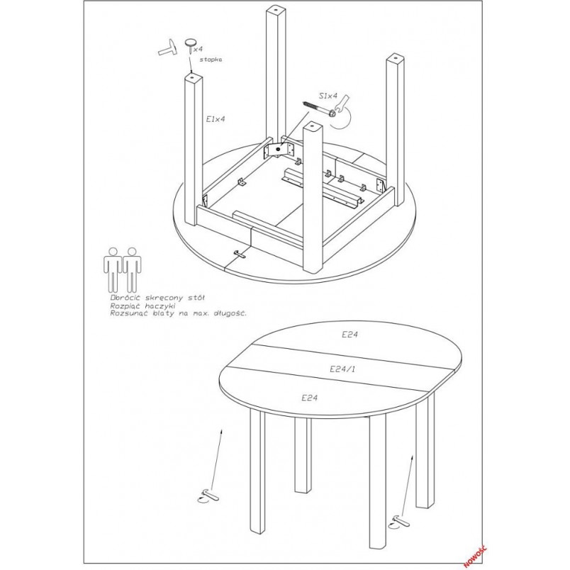 Stół okrągły rozkładany Ringo 102cm dąb craft Halmar