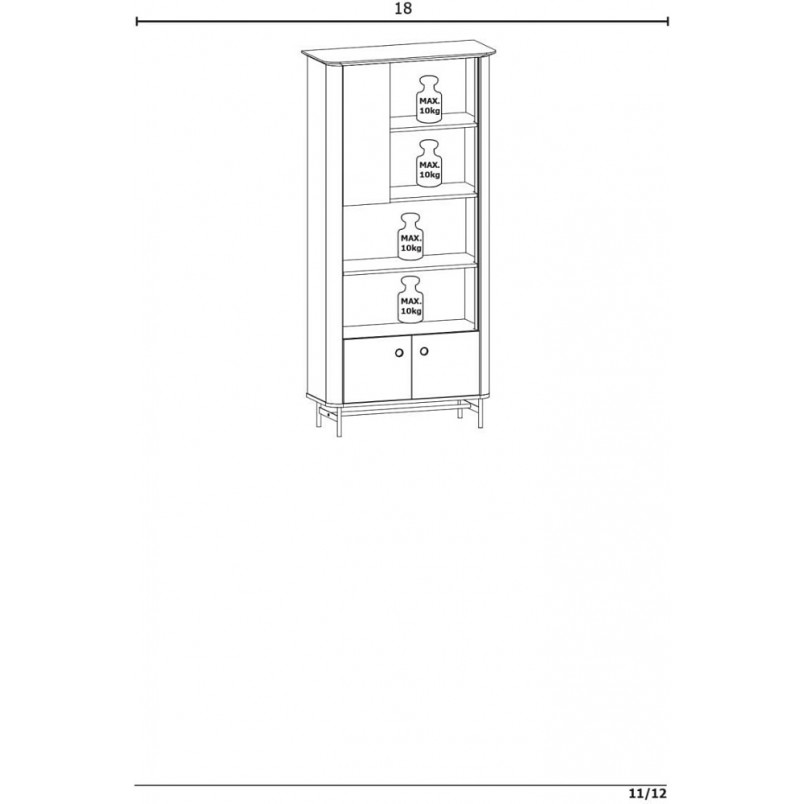 Regał stojący Halmar Smart | Dąb naturalny / Czarny | 196cm