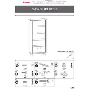 Regał stojący Halmar Smart | Dąb naturalny / Czarny | 196cm