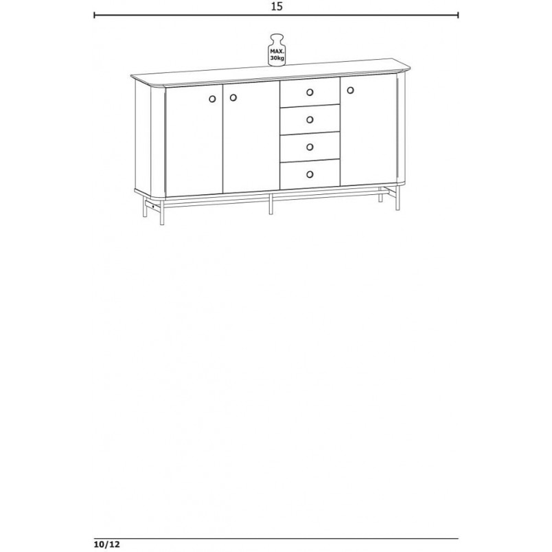 Komoda retro Halmar Smart 167cm | Dąb naturalny / Czarny