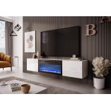 Szafka rtv podwieszana z kominkiem Livo 180cm biała Halmar