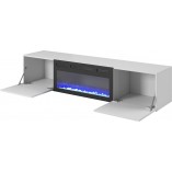 Szafka rtv podwieszana z kominkiem Livo 180cm biała Halmar