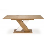 Stół rozkładany na jednej nodze Xarelto 130-175x85cm dąb lancelot / biały Halmar