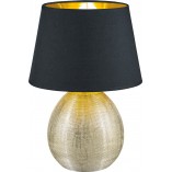 [OUTLET] Lampa stołowa glamour z abażurem Luxor czarny / złoty Reality