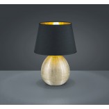 [OUTLET] Lampa stołowa glamour z abażurem Luxor czarny / złoty Reality