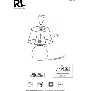 [OUTLET] Lampa stołowa glamour z abażurem Luxor czarny / złoty Reality