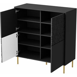 Komoda nowoczesna na nóżkach Bullet 80x41cm czarny / złoty Halmar