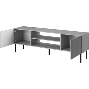 Szafka rtv ryflowana na nóżkach Asensio 180x42cm szara Halmar