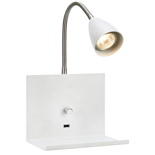 Kinkiet Logi biały z półką i włącznikiem - OUTLET