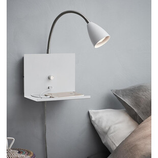 Kinkiet Logi biały z półką i włącznikiem - OUTLET
