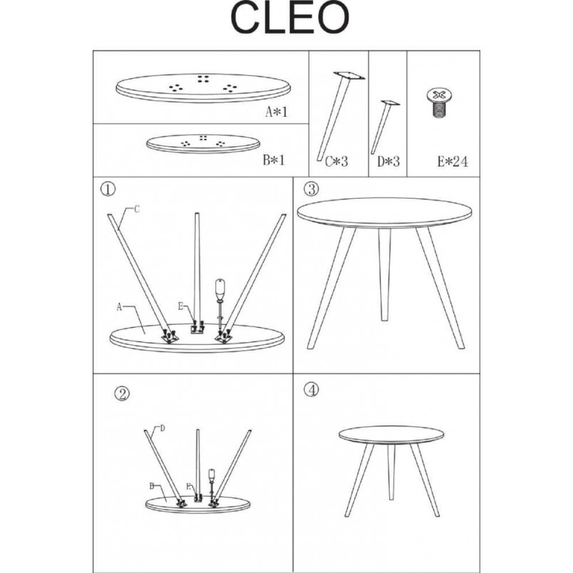 [OUTLET] Okrągły zestaw stolików bocznych Cleo biały