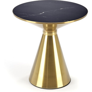 Stolik boczny glamour Tribeca 50cm czarny marmur / złoty Halmar