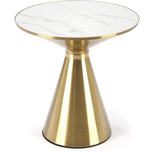 Stolik boczny glamour Tribeca 50cm biały marmur / złoty Halmar