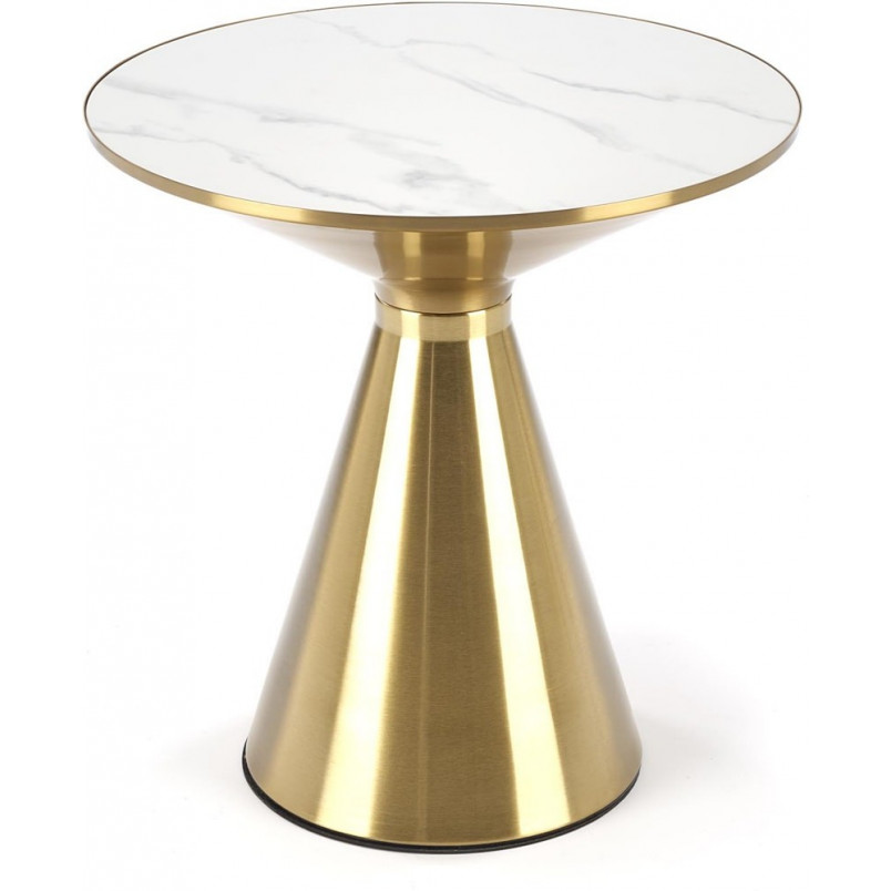 Stolik boczny glamour Tribeca 50cm biały marmur / złoty Halmar