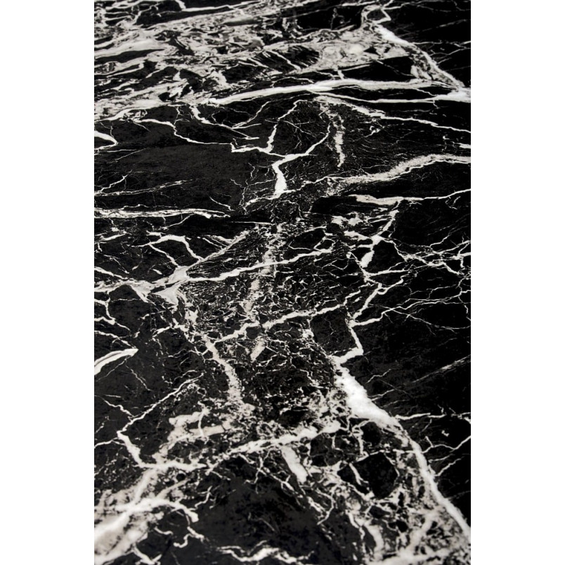 Stół szklany glamour Raymond 100cm czarny marmur / złoty Halmar